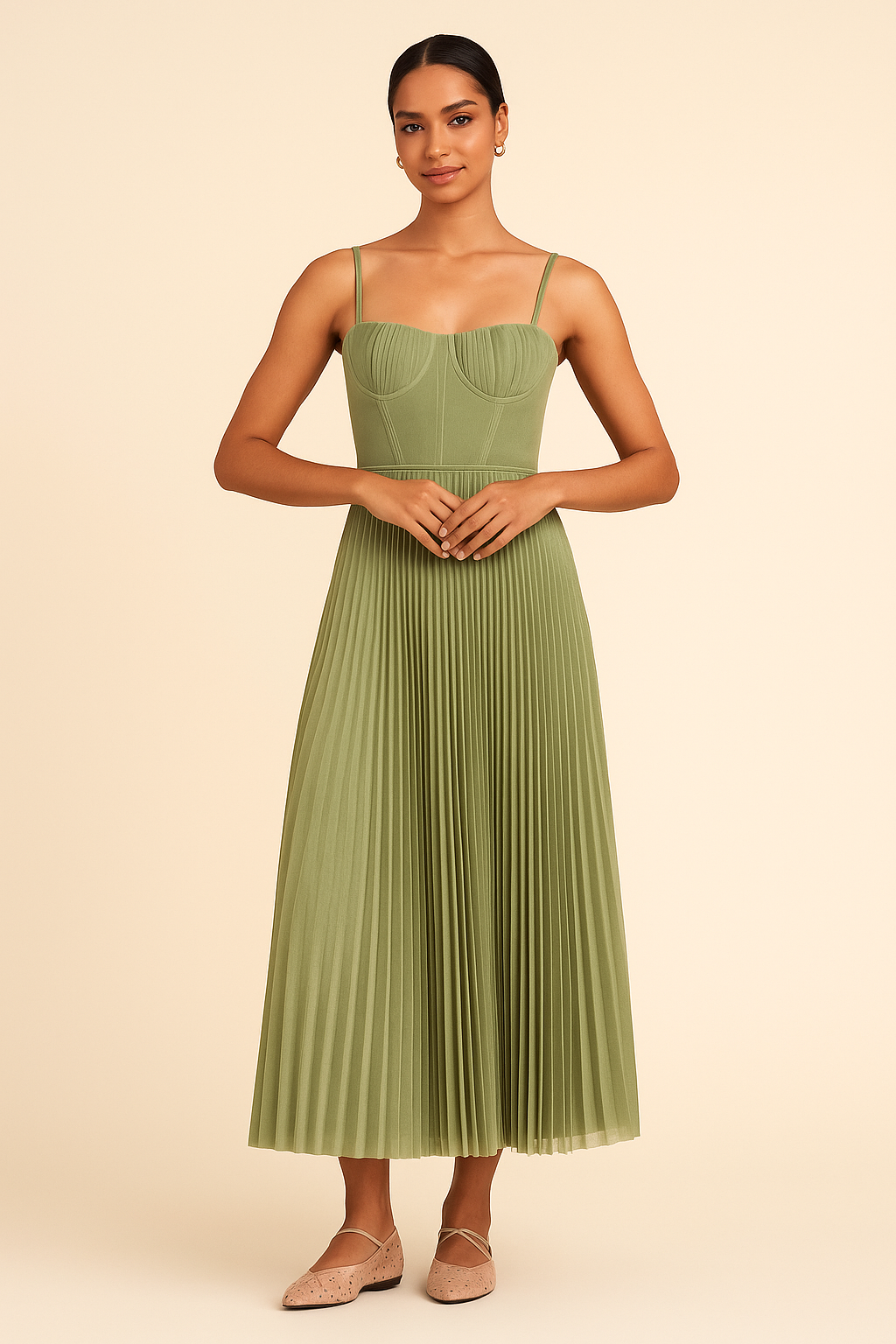 LIV - Groene jurk met plooien